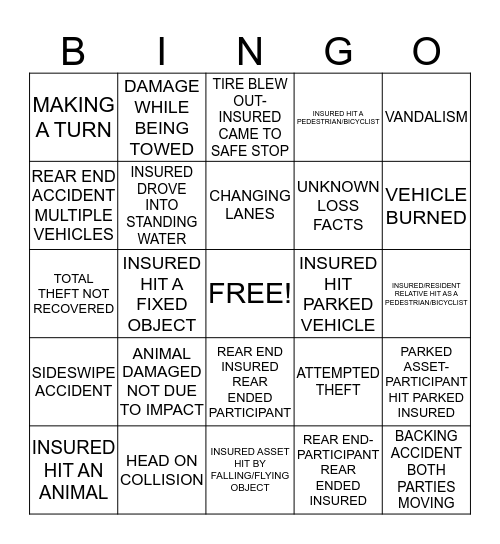 AUTO BINGO Card