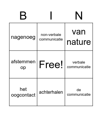 Woordenschat Bingo Card