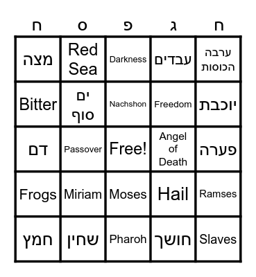 Pesach Bingo Card