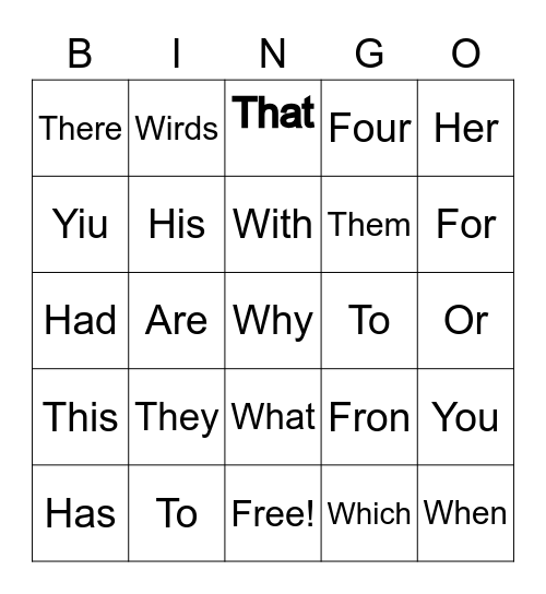 I CAN READ Bingo Card