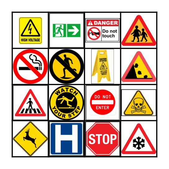 SAFETY SIGNS BINGO Card