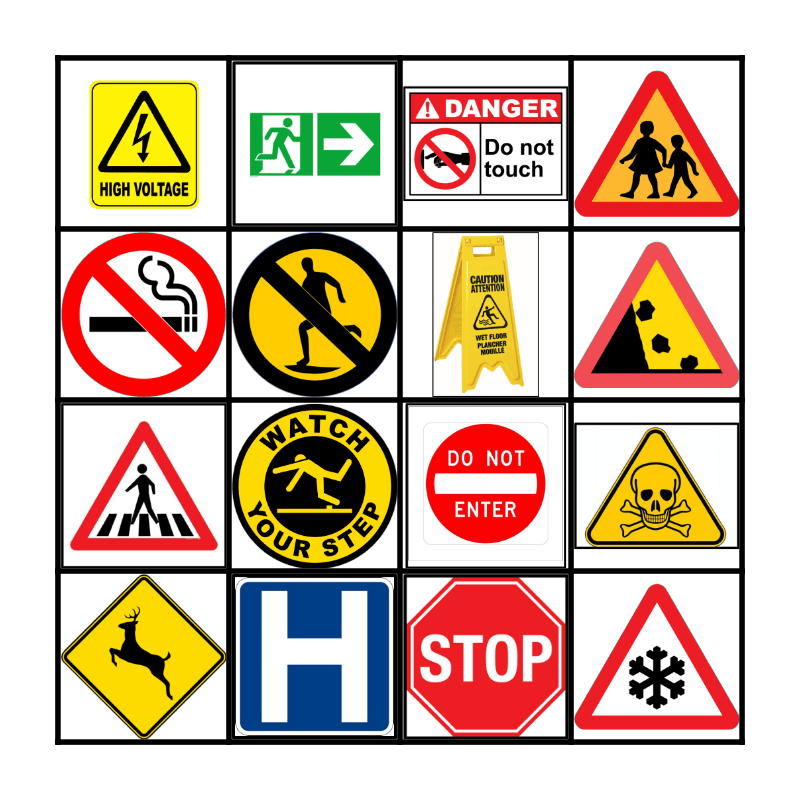 SAFETY SIGNS BINGO Card