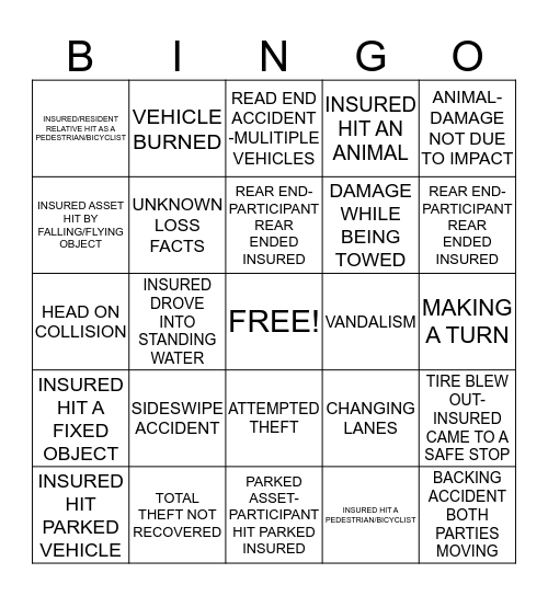 AUTO BINGO Card