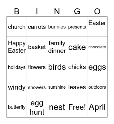 Easter and Spring Bingo Card