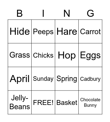 Easter Bingo Card