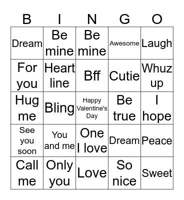 Happy Valentine's day Bingo Card