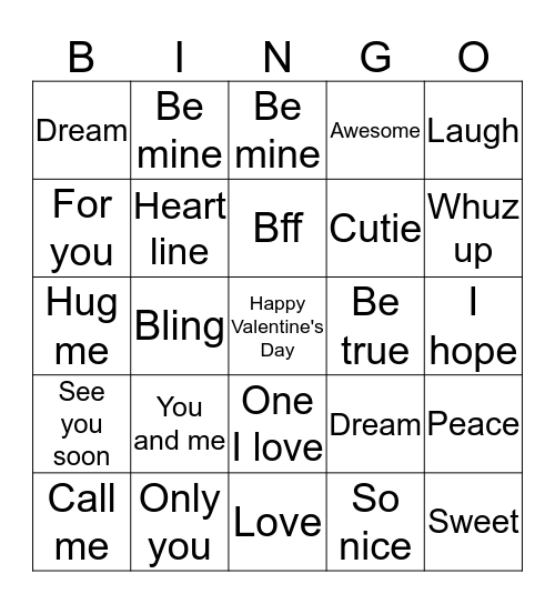 Happy Valentine's day Bingo Card