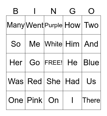 Valentines Bingo Card