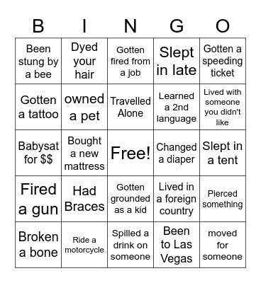 TEST Bingo Card