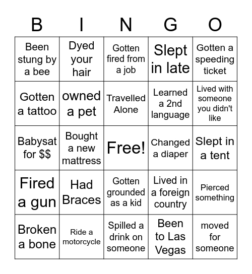 TEST Bingo Card