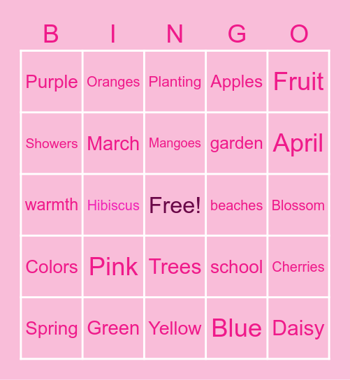 It's Spring Bingo Card