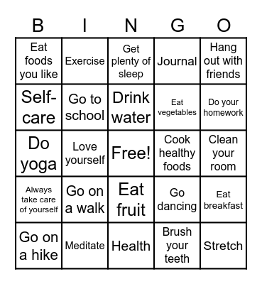 Lifestyle Bingo Card