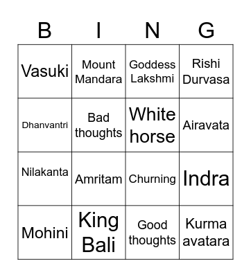 The Churning of Milky Ocean Bingo Card