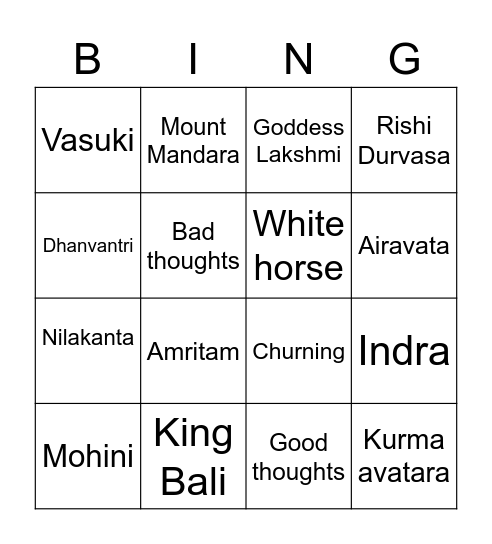 The Churning of Milky Ocean Bingo Card