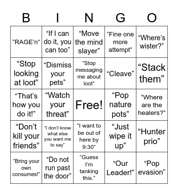 Cash Phrase Bingo Card