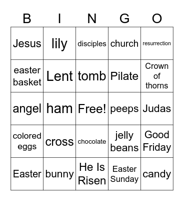 Easter Bingo Card