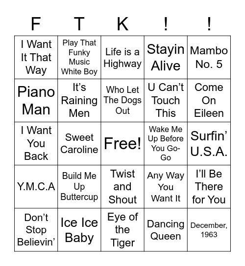 Music Bingo #3 Bingo Card