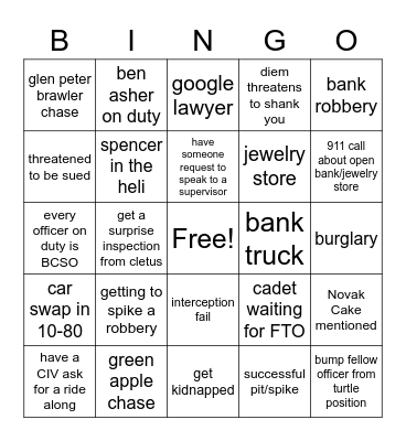 PD BINGO Card