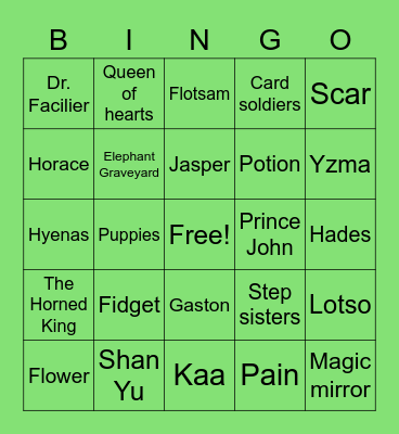 Pixie Bingo Card
