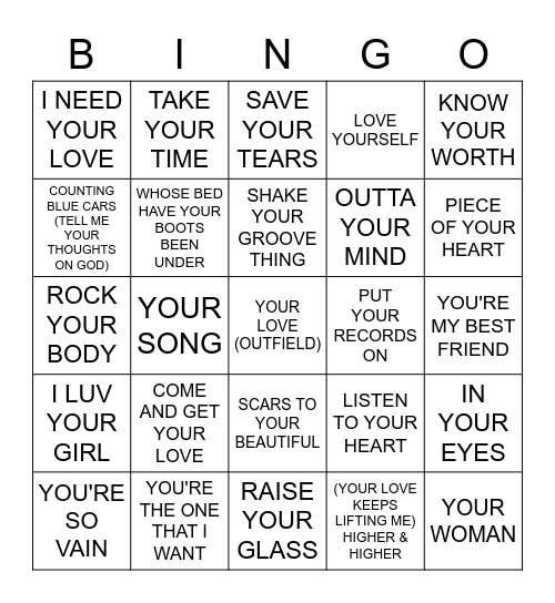 YOUR / YOU'RE Bingo Card