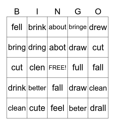 4th Grade Sigh words Bingo Card