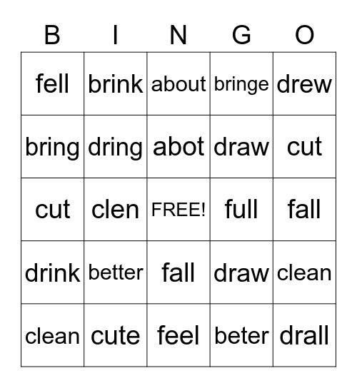 4th Grade Sigh words Bingo Card