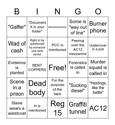Line Of Duty Bingo Card