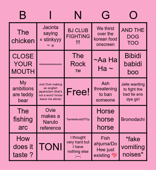 Malika K-drama Bingo Card