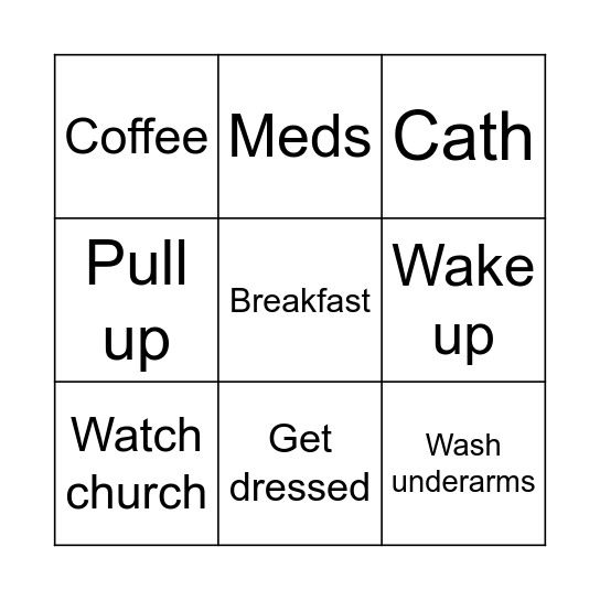 Sunday Bingo Card