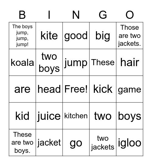 J & K Dino Starter A Bingo Card