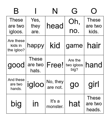 Dino Starter A I & G, H, I  Review Bingo Card