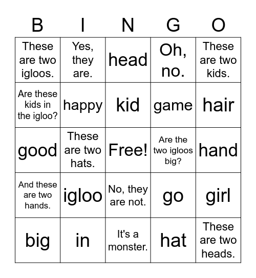 Dino Starter A I & G, H, I  Review Bingo Card