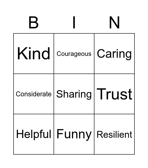 Basit Friendship Bingo Card