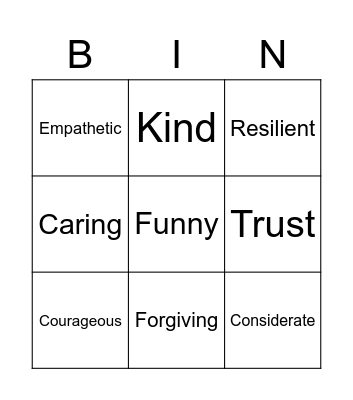 Basit friendship bingo Card