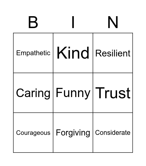 Basit friendship bingo Card