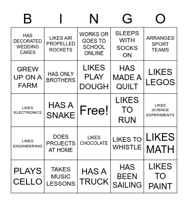 FIND SOMEONE WHO Bingo Card