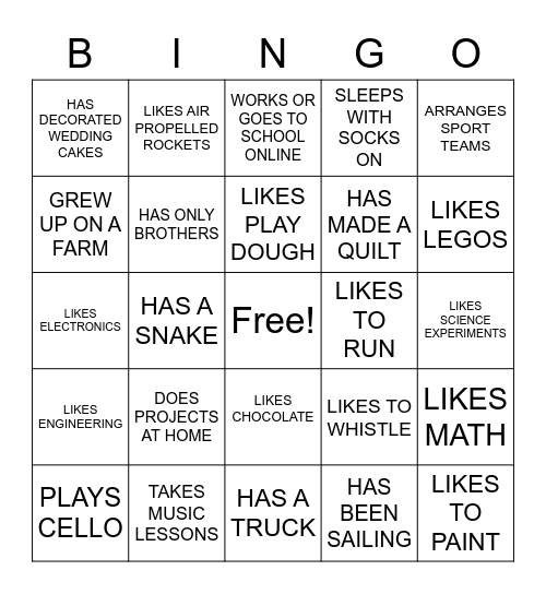 FIND SOMEONE WHO Bingo Card