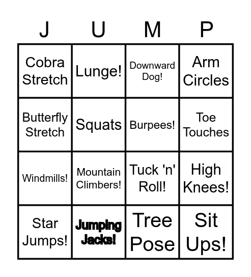 Fitness Bingo! Bingo Card