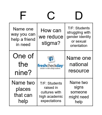 FCD Bingo Card