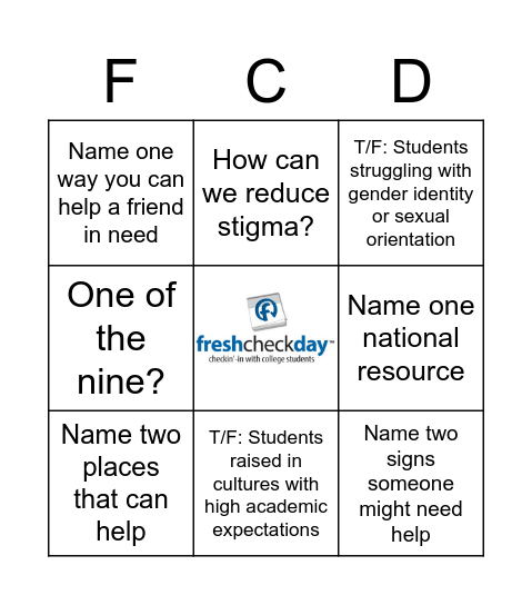 FCD Bingo Card