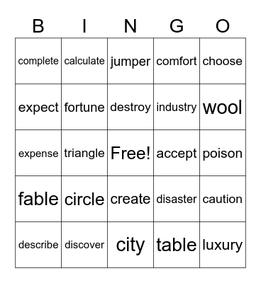 Baker Bingo Card