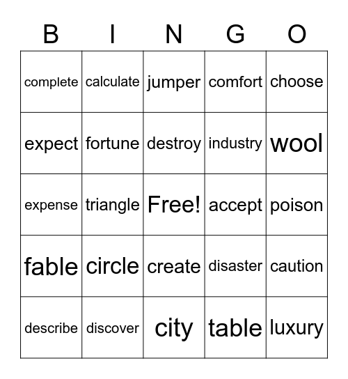 Baker Bingo Card