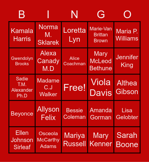 HERstory Bingo Card