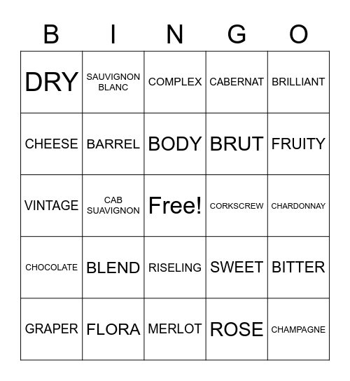 WINE WASTED WEEKEND Bingo Card