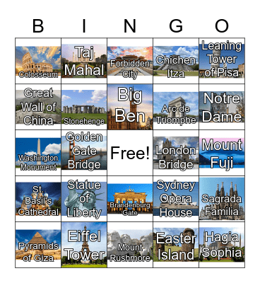 Landmark Bingo Card