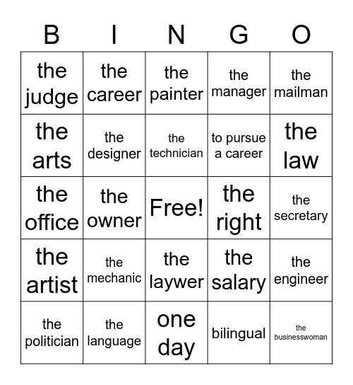 Realidades 2 Ch 9A Vocab Bingo Card