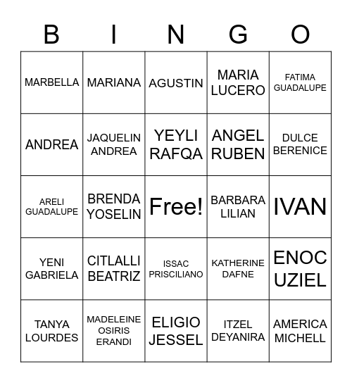 What's your name? Bingo Card