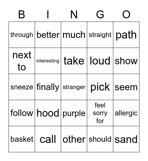 Lesson.5 Bingo Card