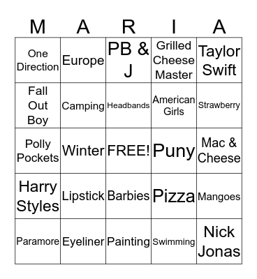 Happy 16th Birthday! Bingo Card