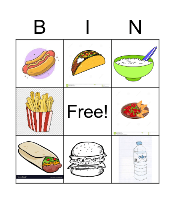 Food Bingo Card